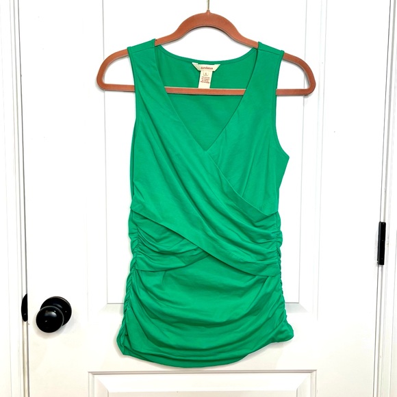 Sundance Tops - SUNDANCE GREEN ROUCHED FAUX WRAP TANK TOP SIZE SMALL
